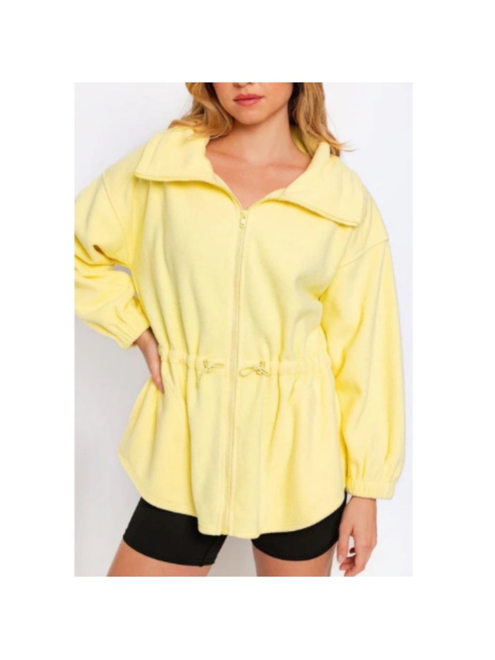 "The Beth" Yellow Lemon Hoodie Soft Fleece Jacket size S NWT oversized